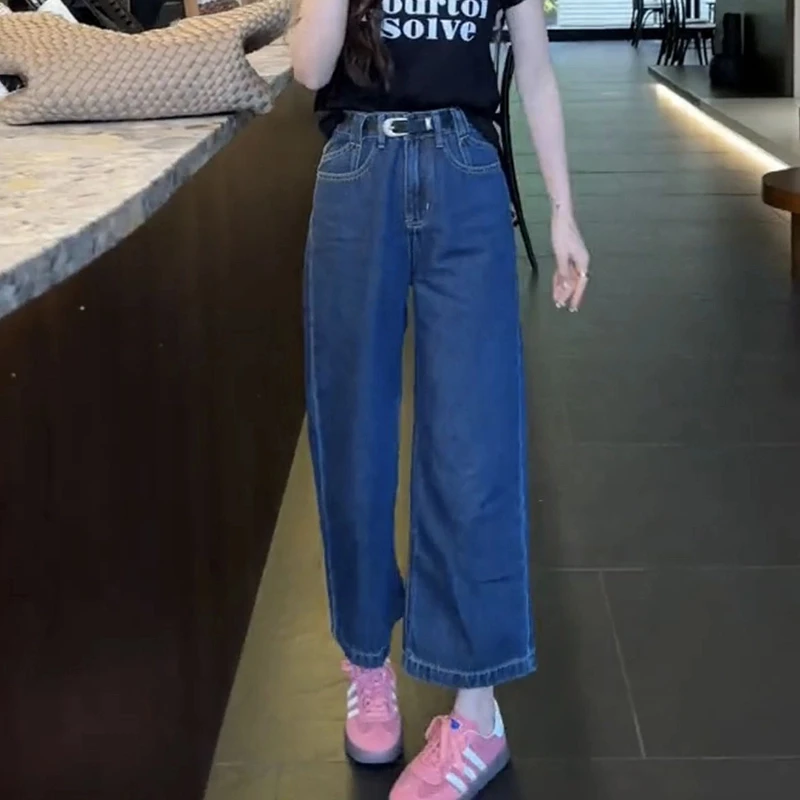 梨形显瘦大码女装秋季薄款2025年新款高腰直筒九分裤宽松百搭洋气