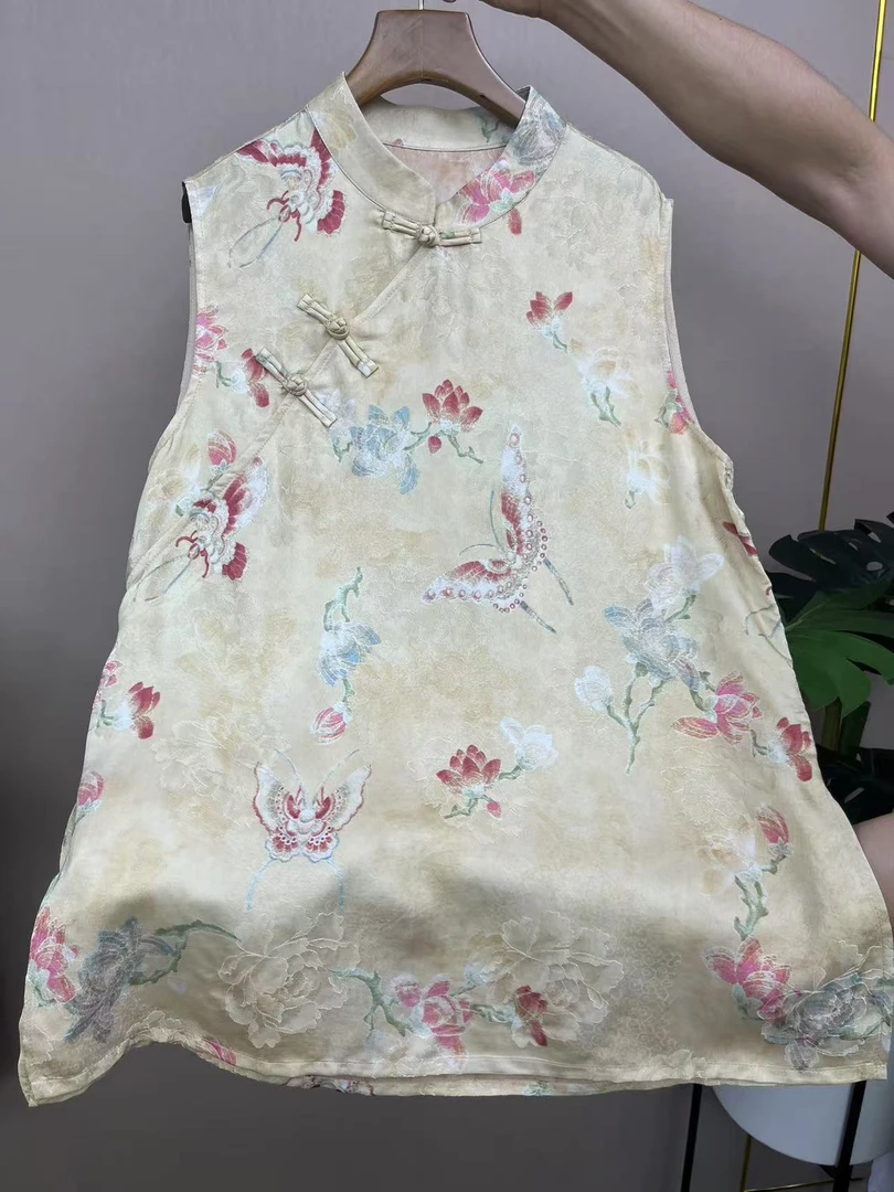 【春末玉兰】新款夏季国风同款奥黛新中式时尚斜襟提花上衣