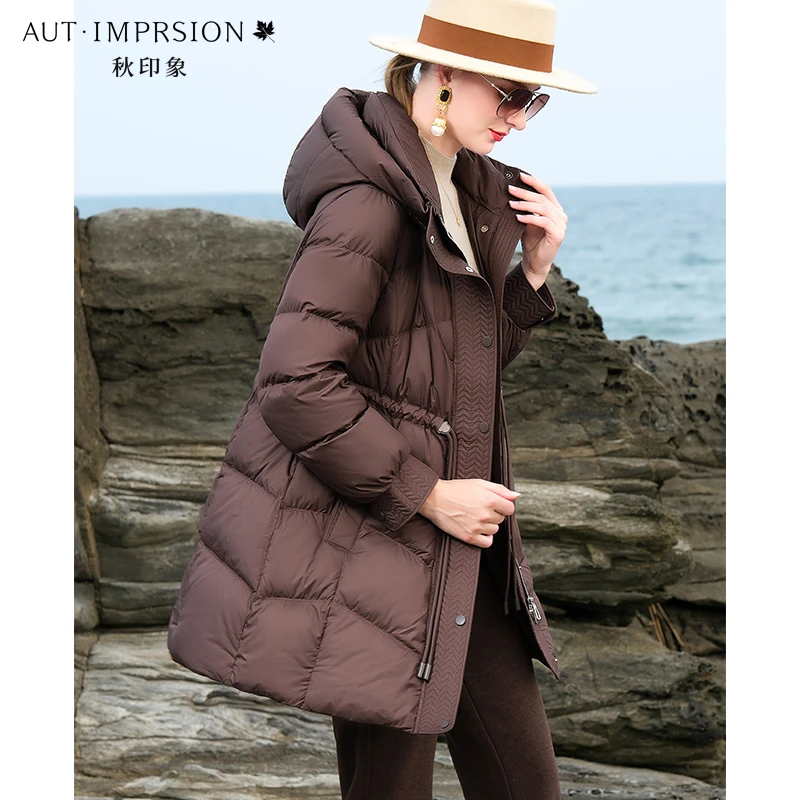 官方正品90国标白鹅绒服女冬2024新品连帽一手长拉链保暖轻羽绒服