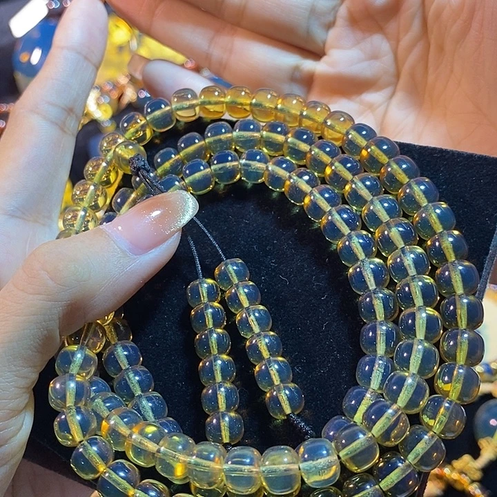 蓝珀未镶嵌珠宝奇石墨西哥蓝珀老型佛珠8