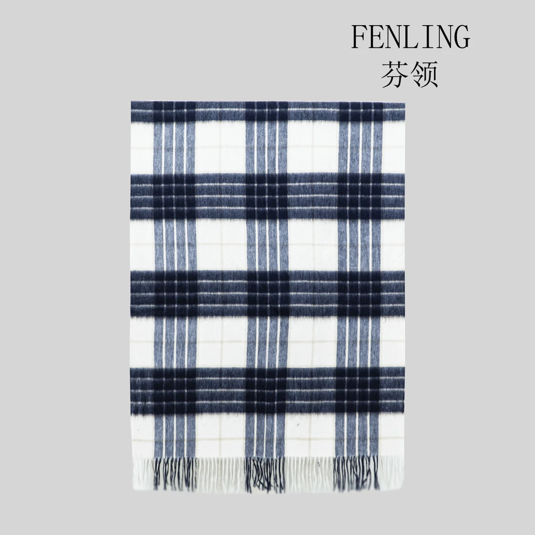 芬领-文艺格子-新款双面羊毛长巾70*180cm女士披肩丝巾/围巾 LS21