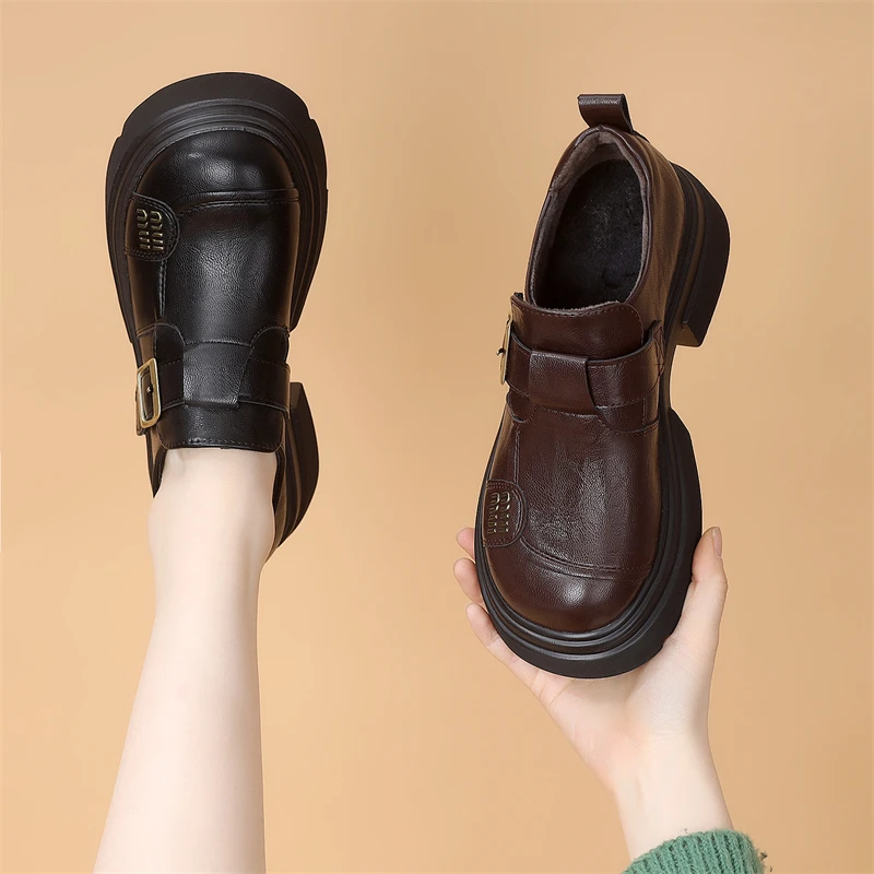 时尚圆头小皮鞋2024新款春秋单鞋气质百搭软底轻便舒适增高显脚小