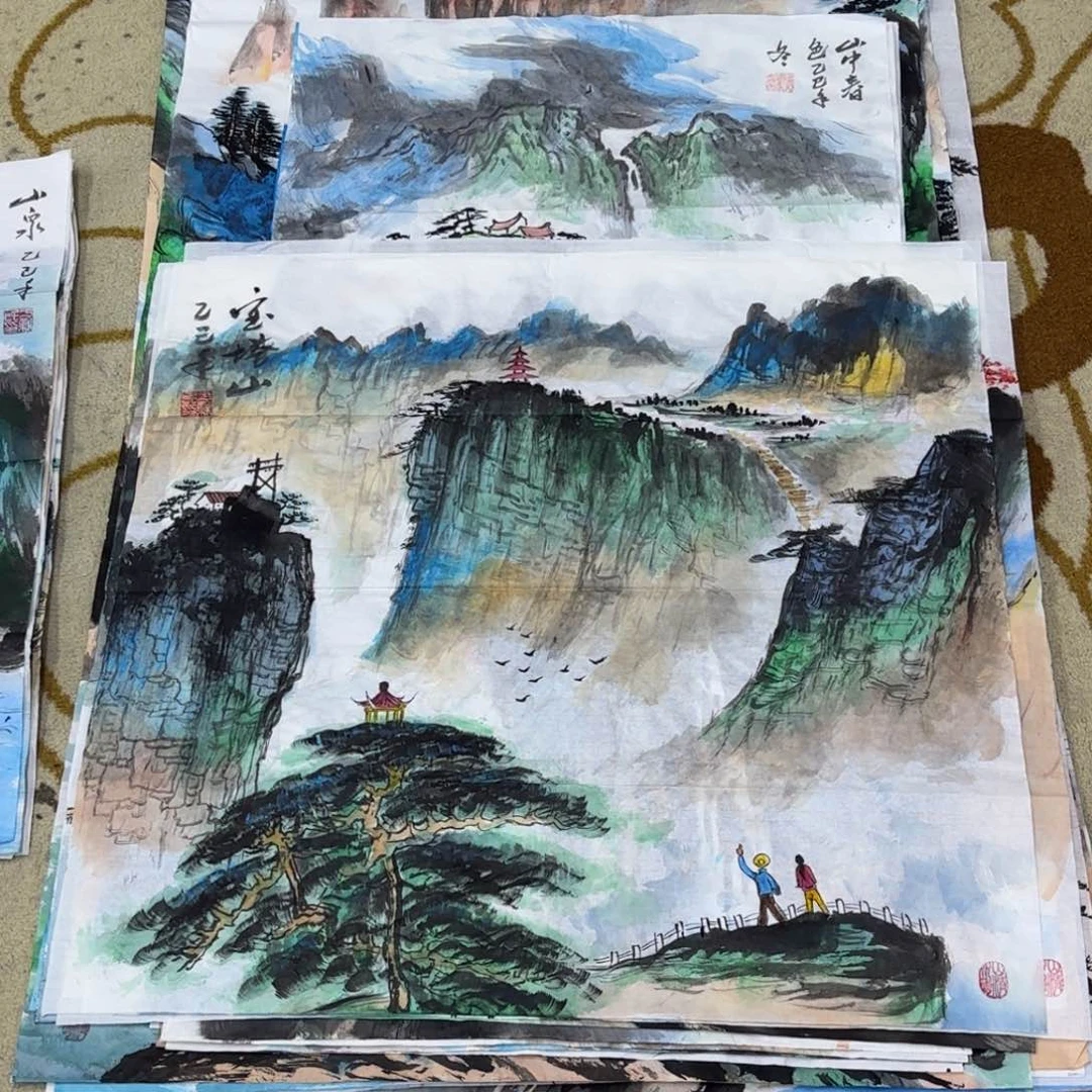 国画于新民斗方作品童