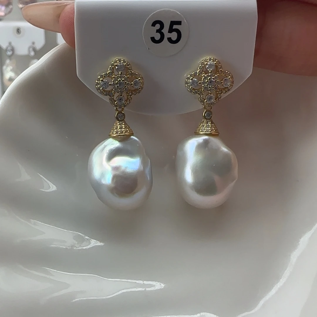淡水珍珠耳饰银S925镶嵌小*