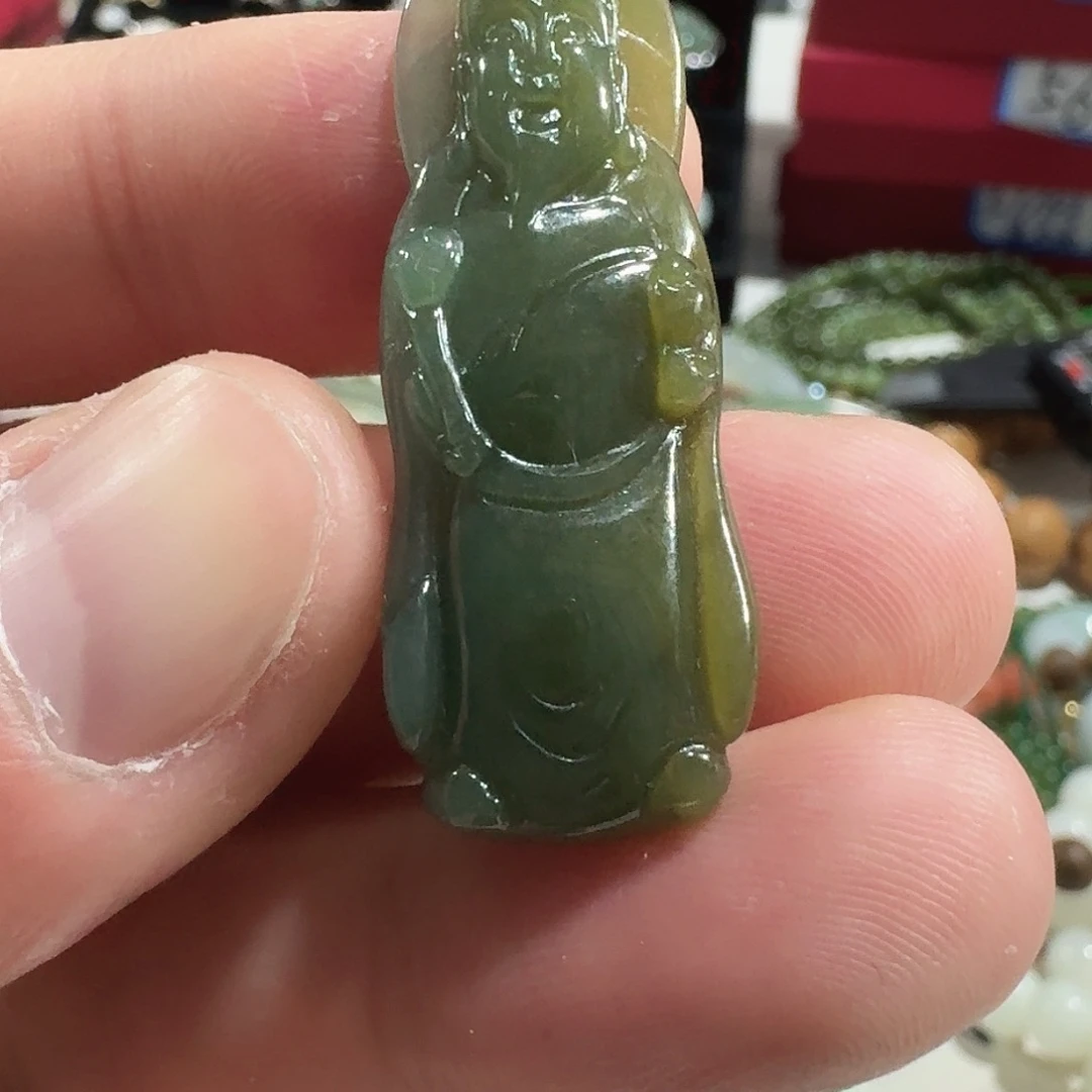 翡翠未镶嵌颈饰逍遥站佛5738