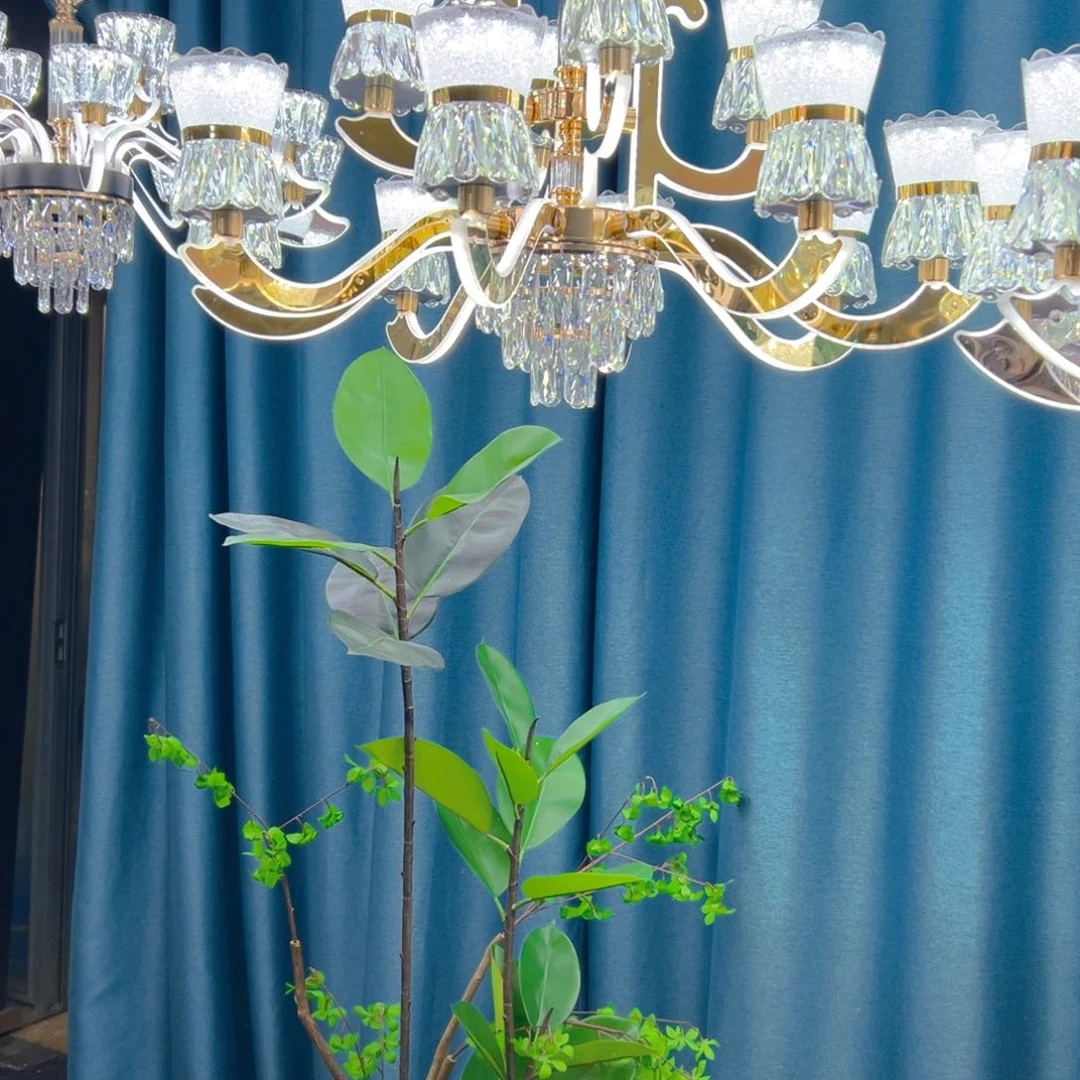 鱼线型吊灯12头金色带遥控