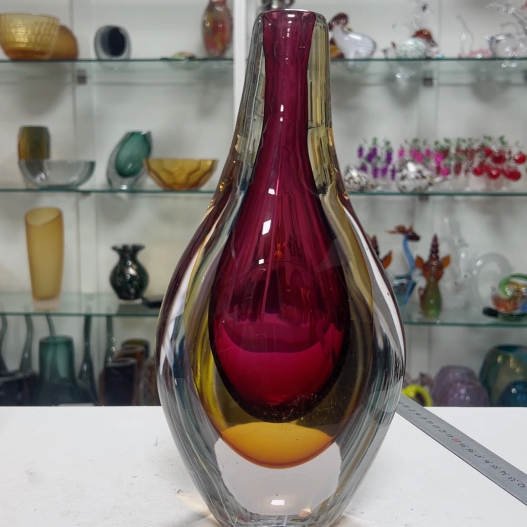 幻彩琉璃花器纯手工制作高度 28