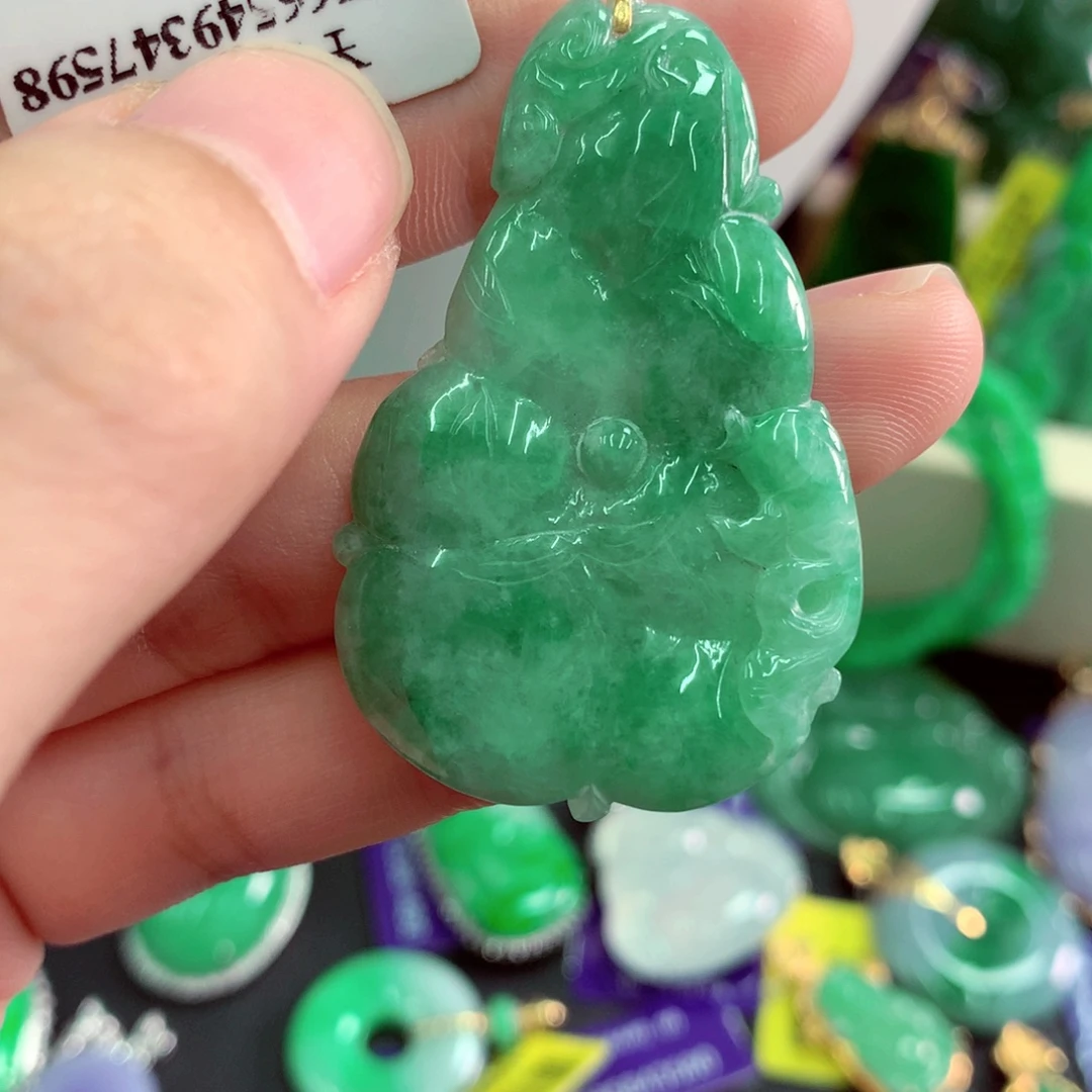 吊坠(不含链)18K金镶嵌翡翠