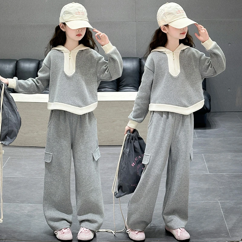 女童套装2025新款儿童洋气时髦春秋款小女孩休闲运动服卫衣两件套