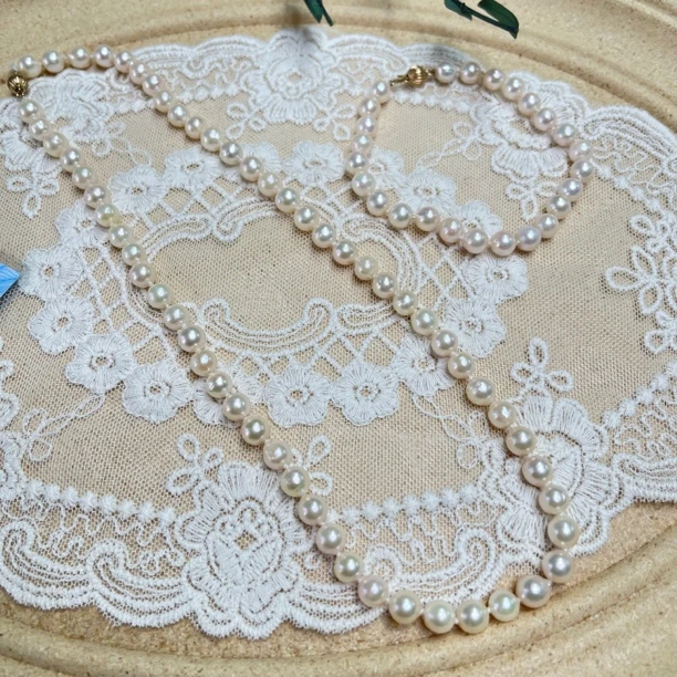 全新未使用  【六六中古】孤品14k金海水珍珠项链手链套装th5342