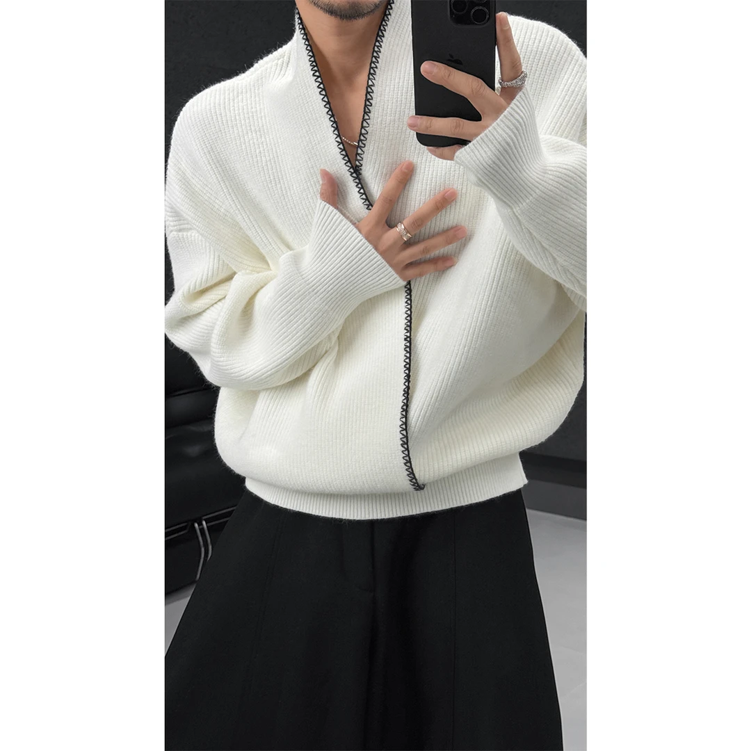 龙叨叨秋季新品宽韩式松慵懒感毛衣纯色立领休闲简约百搭上衣