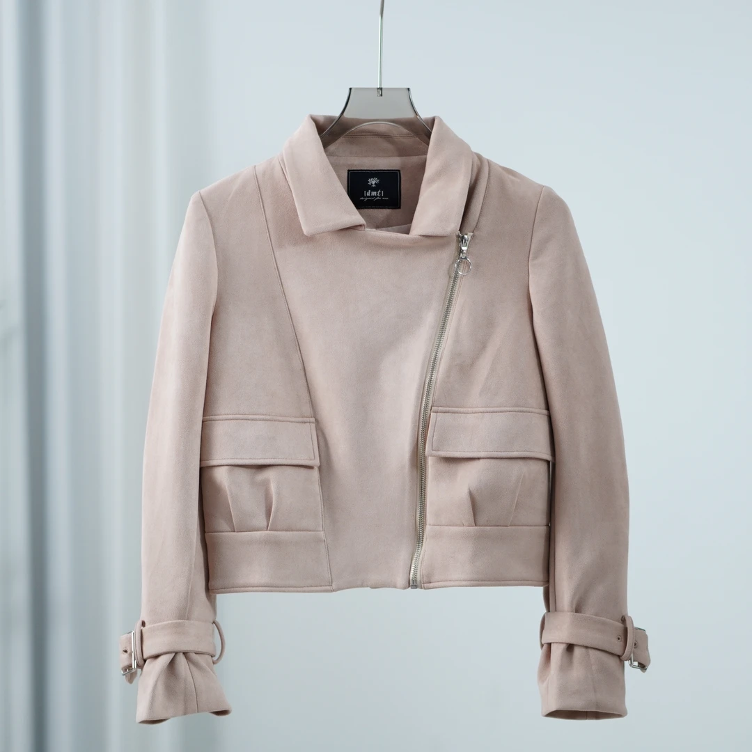 【德M】E258-5  女装春秋皮绒外套皮粉色01743200738002