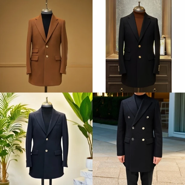 TAROCC冬款时尚男士羊毛尼单/双排两粒扣单开叉一手长短大衣外套