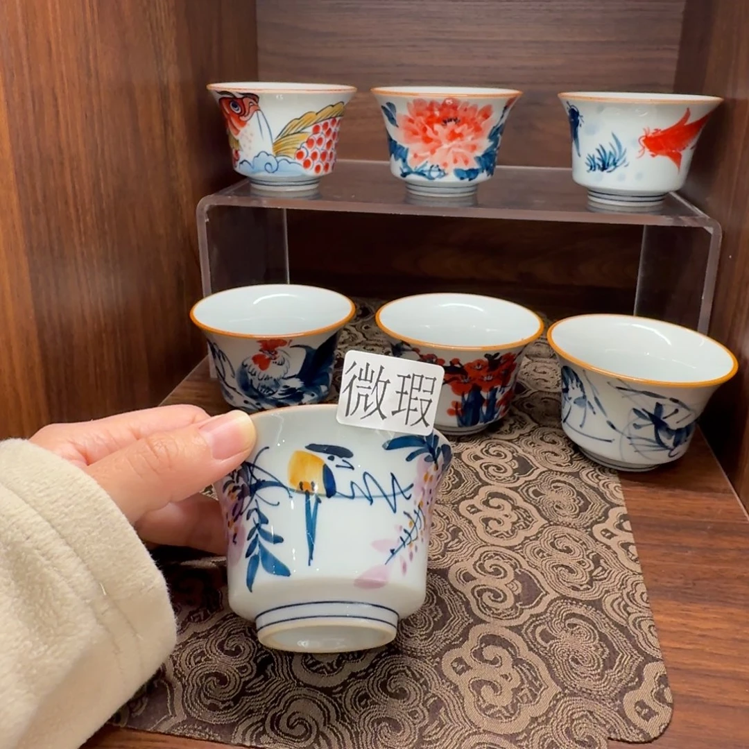 釉下手绘茶具微瑕