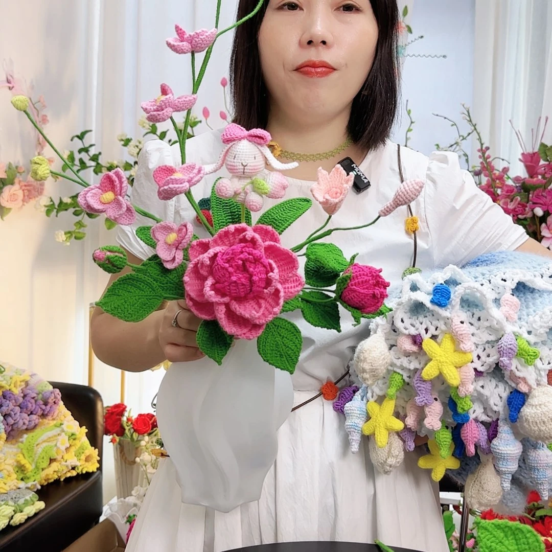 莱赛尔纤维棉手工钩织花束