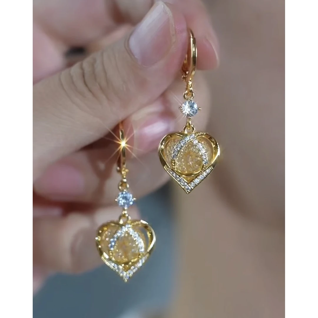 铜合金耳饰 新款轻奢【心心相印】精致时尚百搭耳环0361