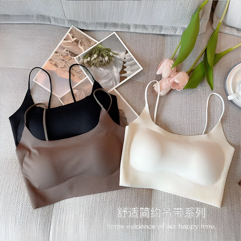 美背内衣女夏季吊带背心一体杯带胸垫舒女学生1218岁专用秋季内衣