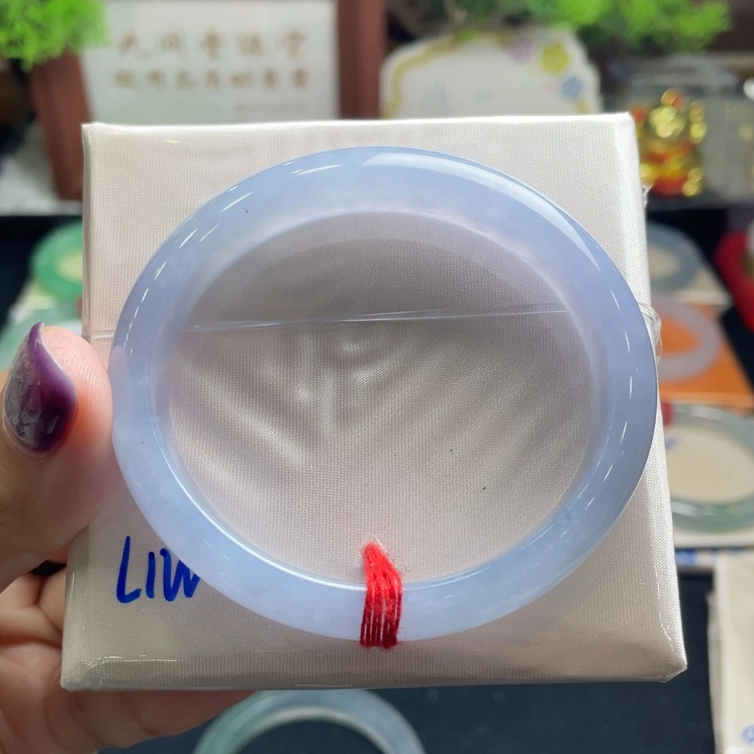 翡翠未镶嵌手镯2号 56贵妃 冰紫