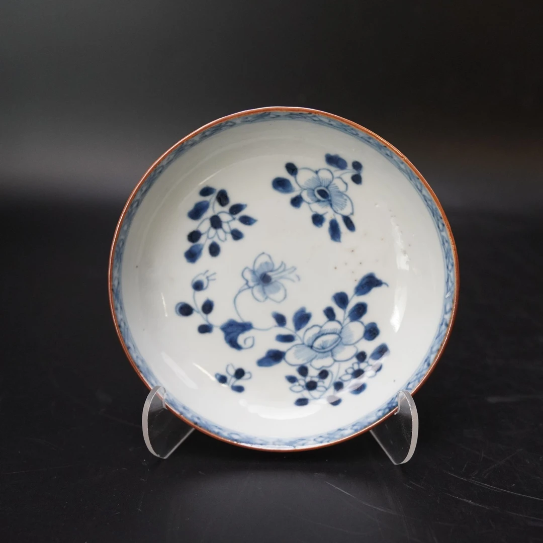 Lot.25080975-1清康熙外紫金内青花花卉纹碟 直径：约13.1cm