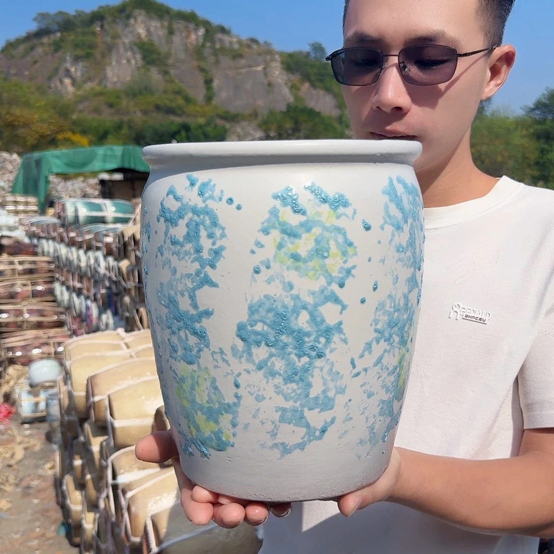 紫砂花盆口20高24.5（一个白色老庄姹寂