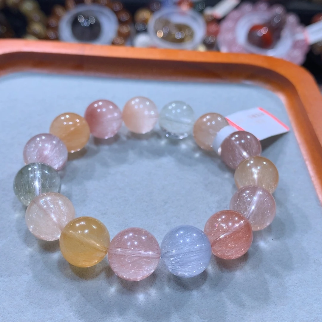 未镶嵌水晶手链钢丝彩兔毛13mm