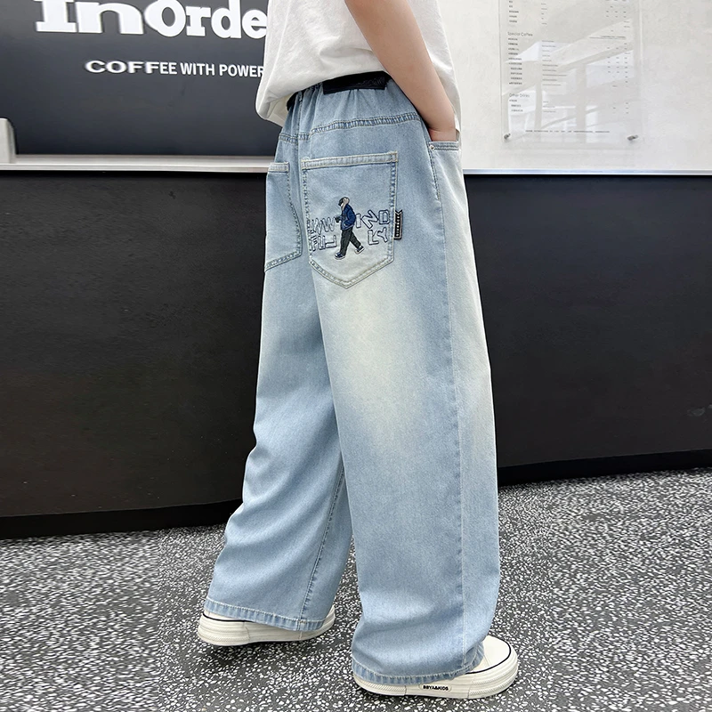 男童裤子夏装2025新款儿童夏款牛仔裤中大童男孩夏款休闲直筒裤潮