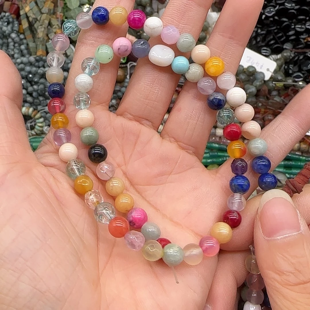 合金玛瑙/玉髓珠宝半成品6mm多宝一条