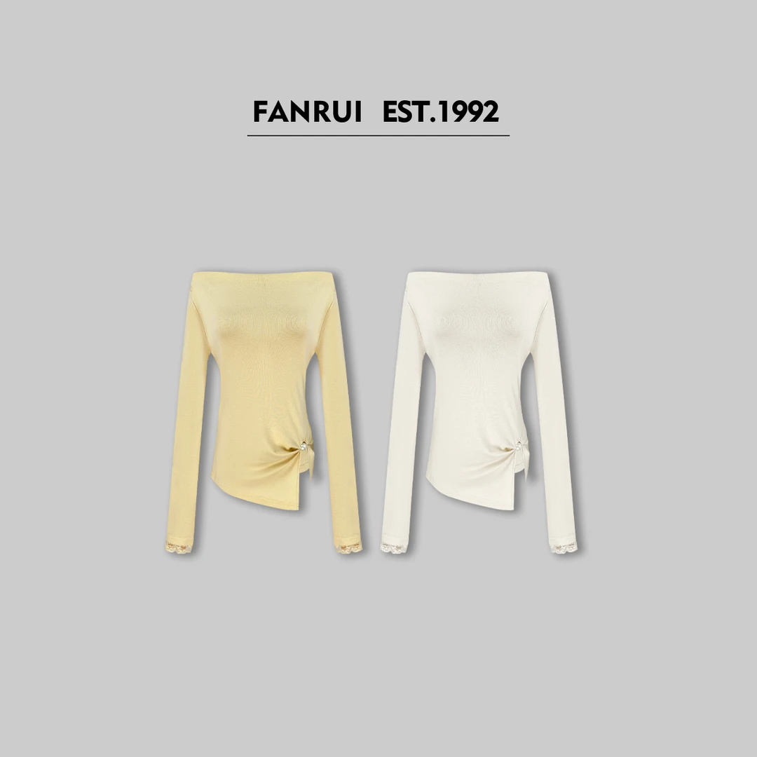 FANRUI/泛芮「贝拉甜心」精梳棉钉珠设计感气质百搭长袖T恤B15062