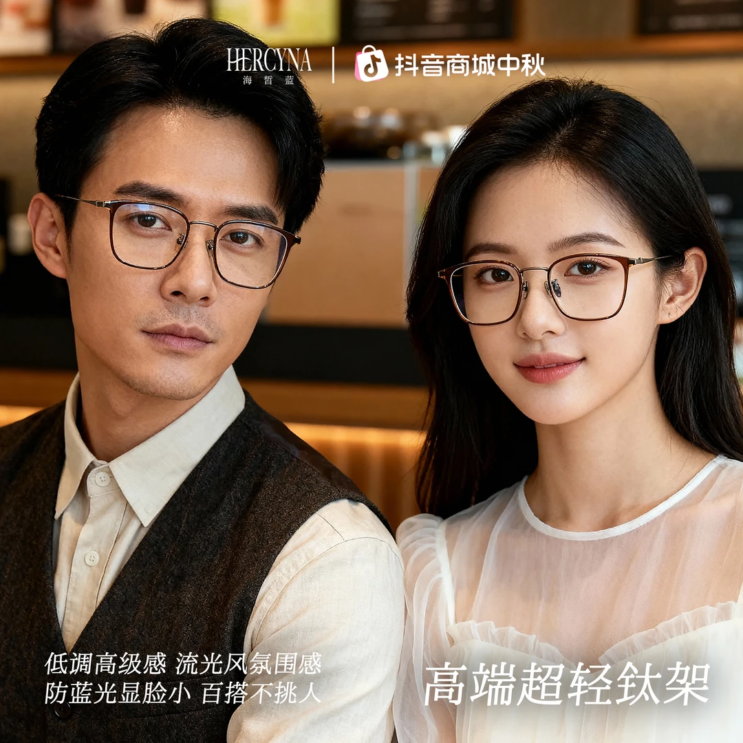 HERCYNA 海皙蓝D钛架 1002 超轻百搭不夹脸 正品 专业配镜 流光风