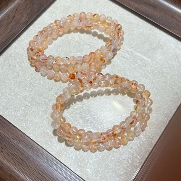【晶澜月】S082天然水晶 锦鲤胶花多圈手串多样性发其一