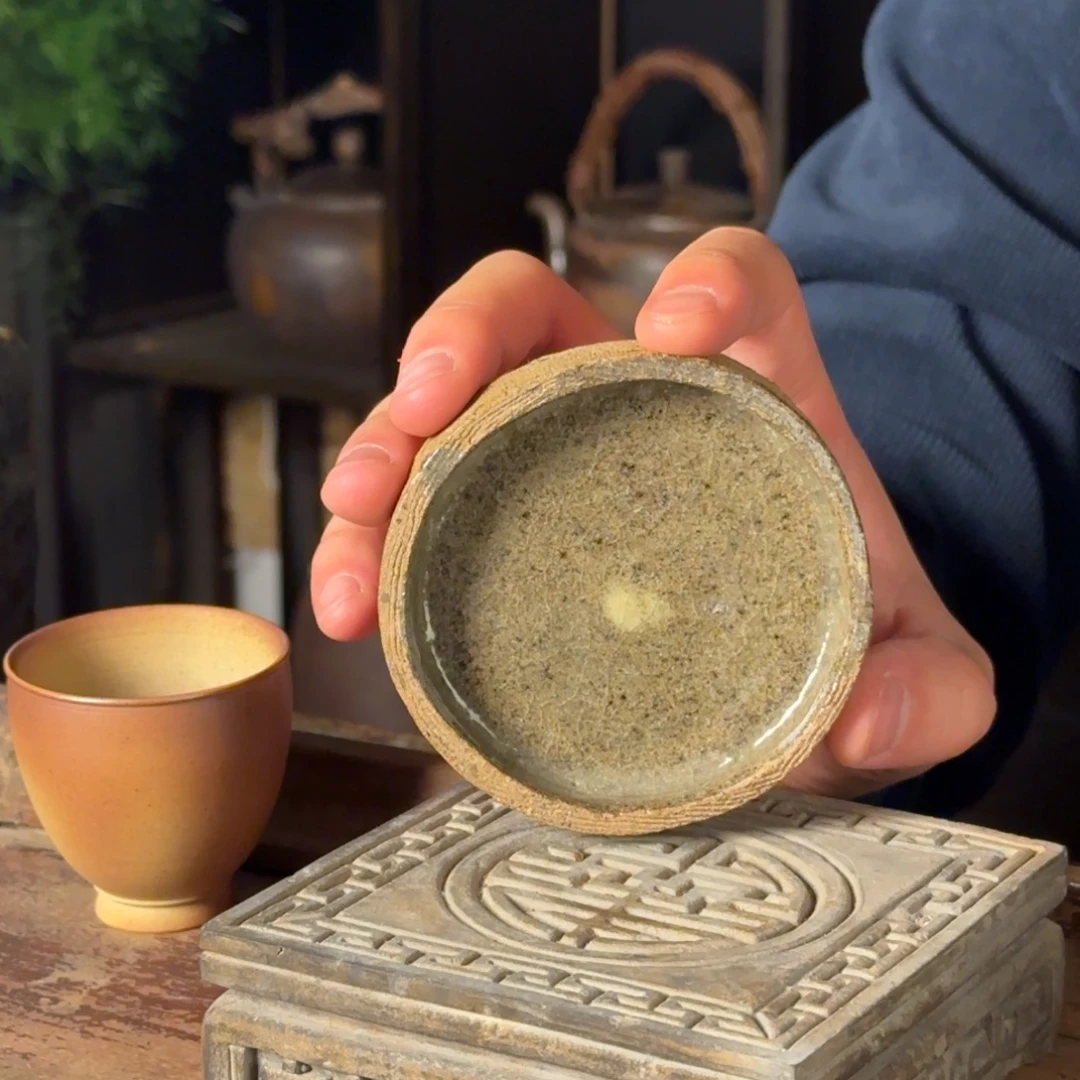 平阳窑手作青釉矸子泥杯垫