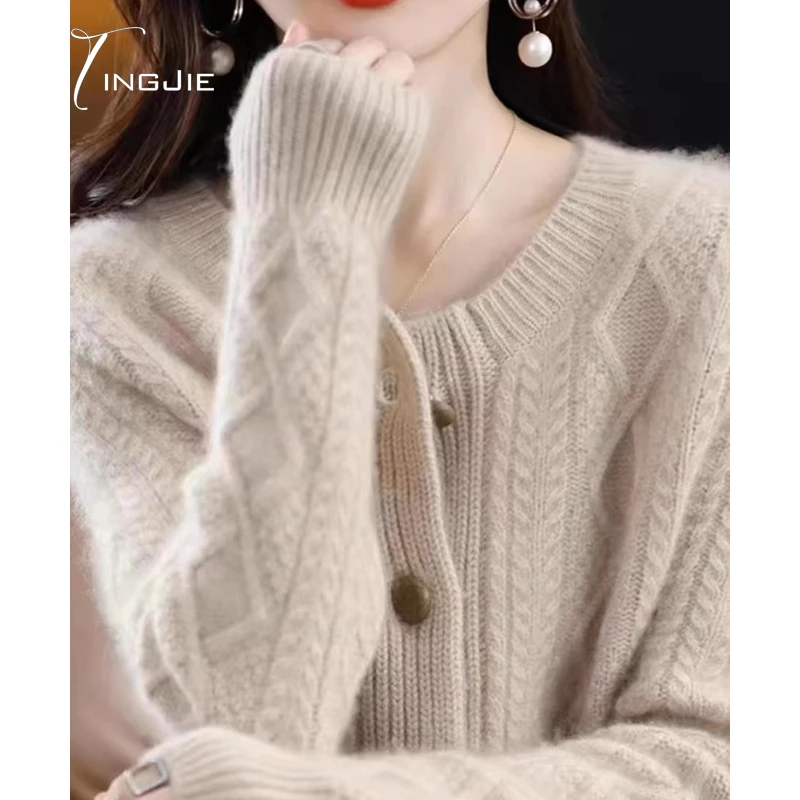 B399 婷姐优选/450克/100%羊毛重磅加厚长袖上衣针织开衫