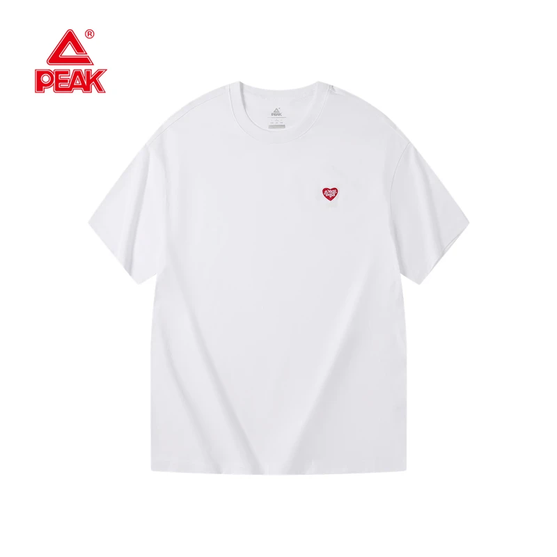 匹克运动短袖男女同款2025夏季刺绣圆领休闲短袖简约纯棉情侣T恤