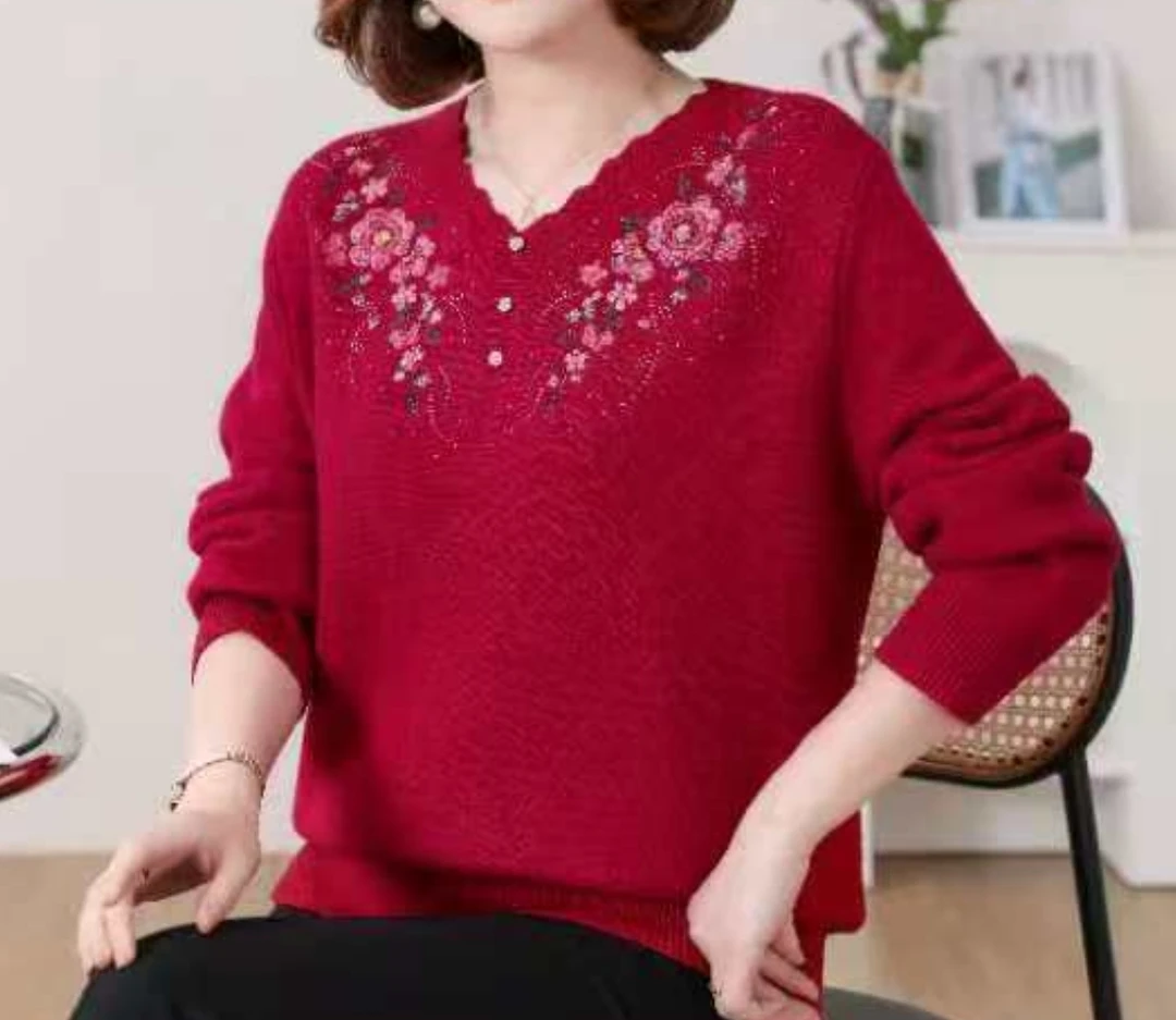 女士刺绣保暖上衣909-A135