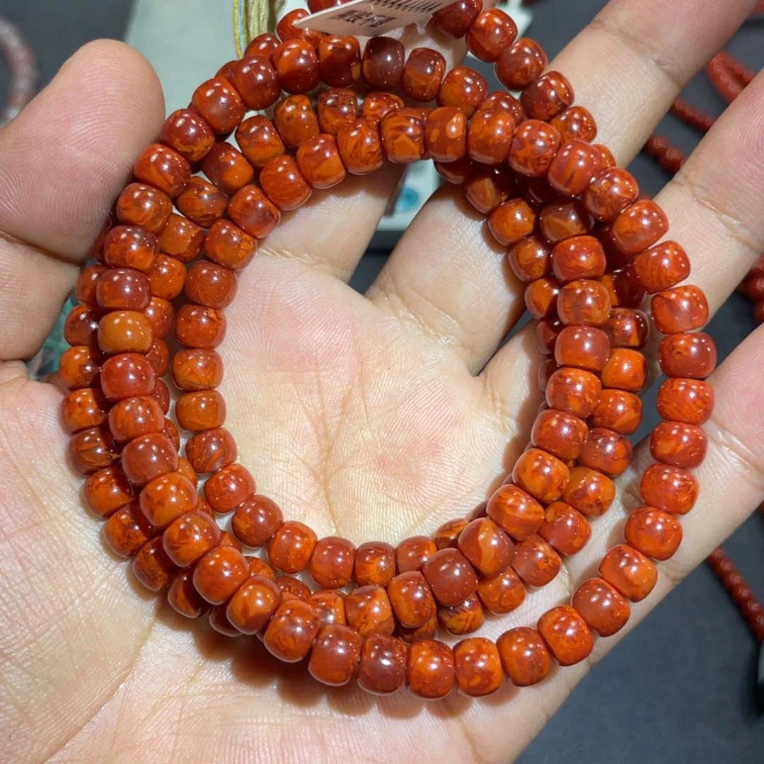 未镶嵌火焰纹108老型南红玛瑙