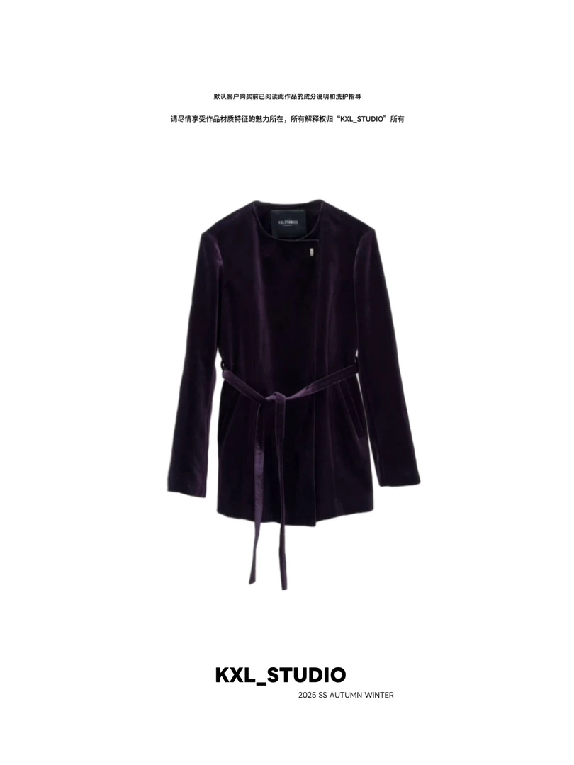 KXL-STUDIOD 【矜奢静雅】紫色天鹅绒丝绒短外套9183