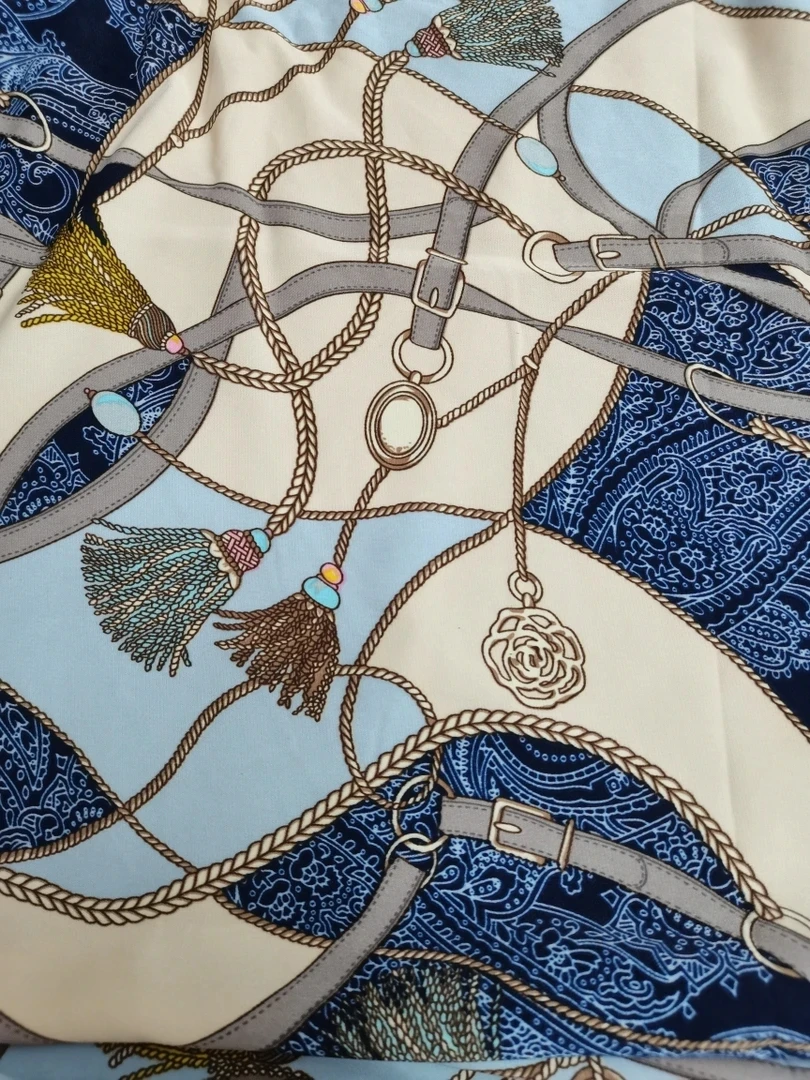 微弹力破卡面料 HPK0031 浅底大链条 可做夏季连衣裙 寸衣面料