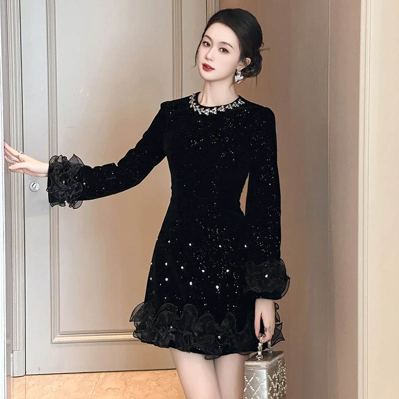 Pretty小众设计师品牌江江定制 少女风显瘦法式轻奢连衣裙21602
