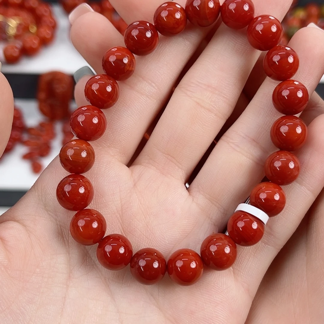 南红玛瑙未镶嵌瓦西锦红满肉9mm手串