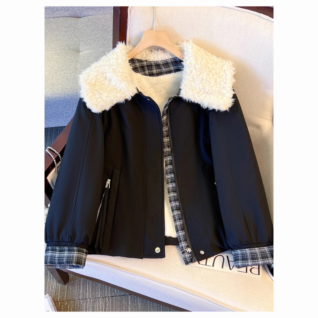 翻领棉服女冬季加绒加厚2025秋冬新款宽松巨好看的棉衣棉袄外套