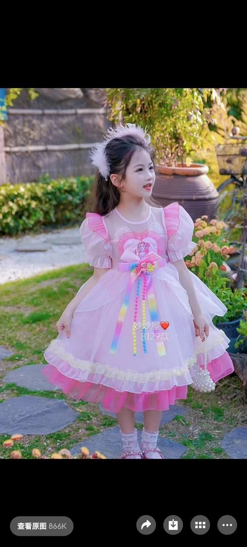 女女童花朵礼服蓬蓬裙宝宝夏季汉服连衣裙半身裙