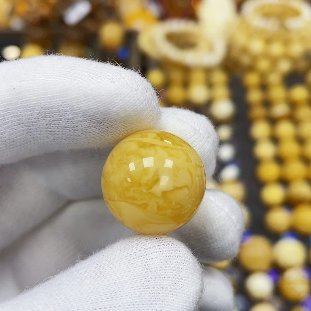 蜜蜡珠宝奇石未镶嵌放**想18.8mm黄虎皮蜡｜圆珠