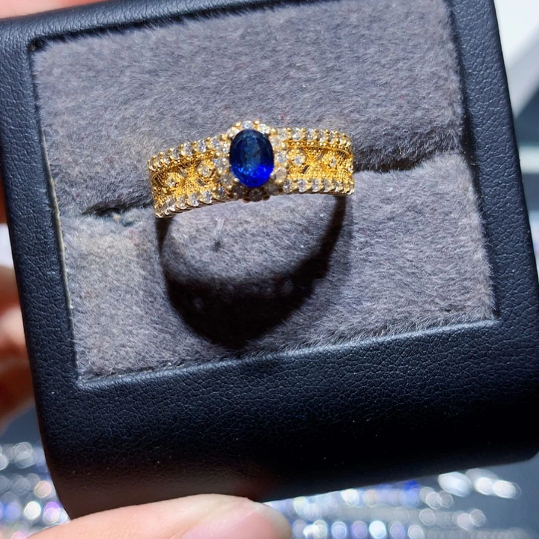 蓝宝石戒指银S925镶嵌