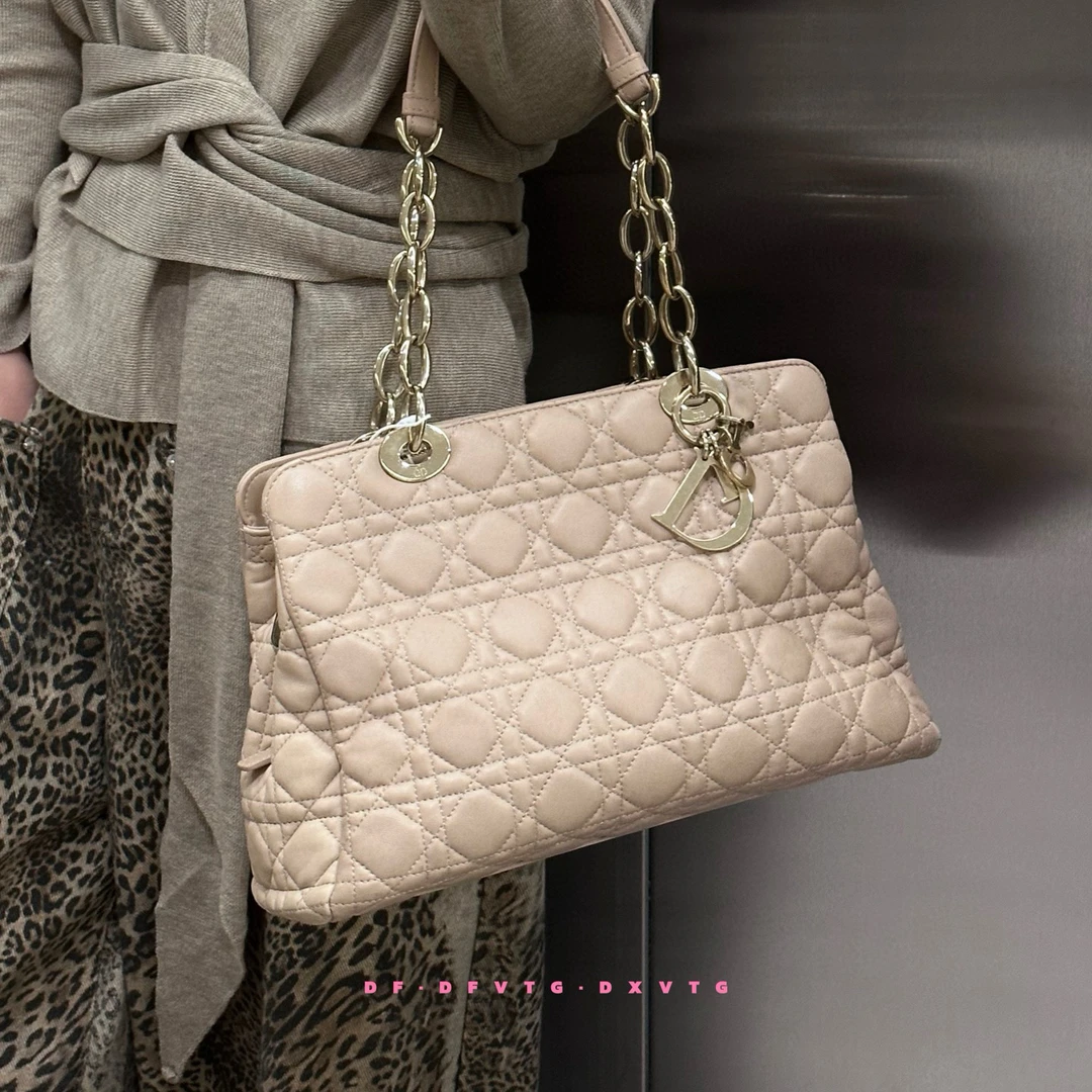 95新 DIOR/迪奥 dior 裸粉色戴妃托特单肩包