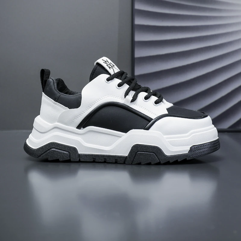 男鞋新款小白鞋百搭小众潮鞋防滑耐磨运动休闲增高厚底鞋