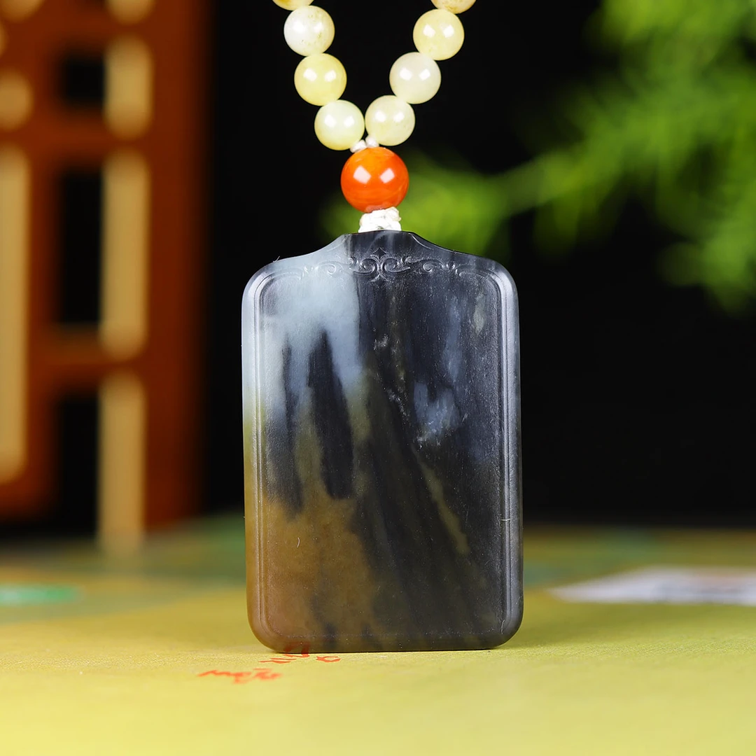 91108和田玉楼兰三色平安无事牌