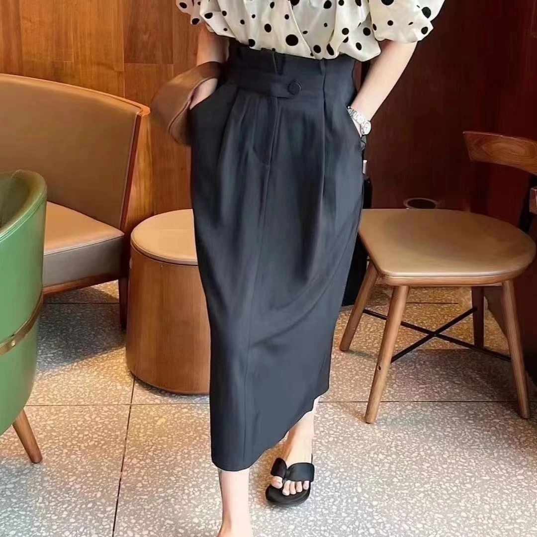 HUIHUI 东大门韩系高腰显瘦开叉半身裙....