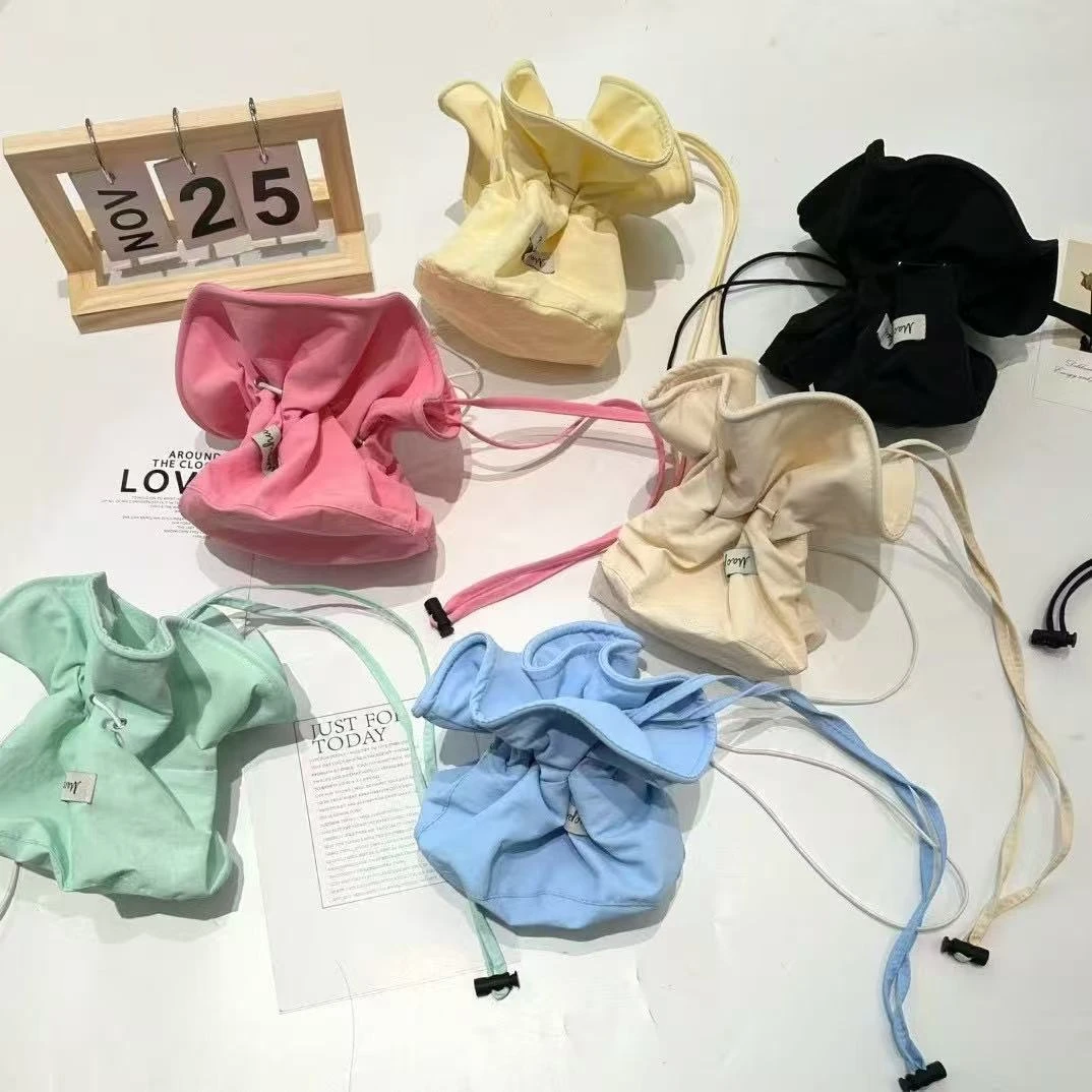 可以当包包用的速干渔夫帽子马卡龙色系奶乎乎抽绳大檐遮阳防晒