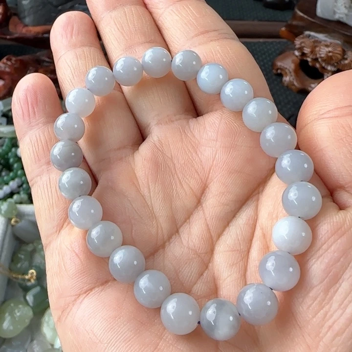 和田玉手串未镶嵌卡8