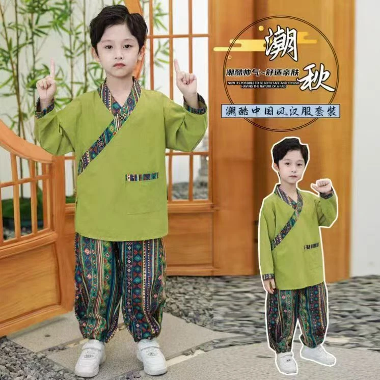 502538童装男童套装2025夏新款民族风洋气潮酷衬衫短裤两件套套装